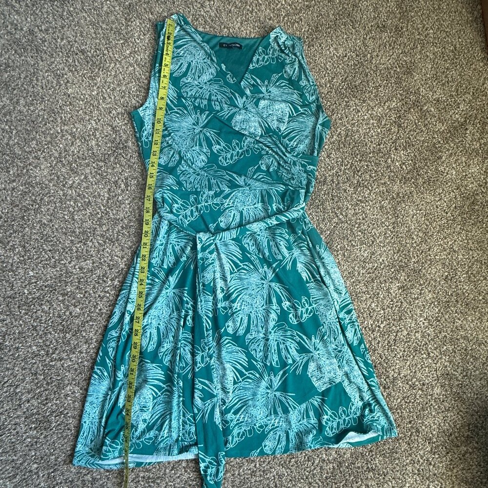 NWOT! 41 Hawthorn Tristana Essential Knit Faux Wrap Dress, Sz Large, Teal Green - Picture 5 of 12